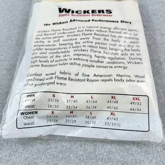 Wickers Flame Resistant Underwear Men’s Medium 50/50 Merino Wool–Rayon Crewneck - Picture 2 of 8